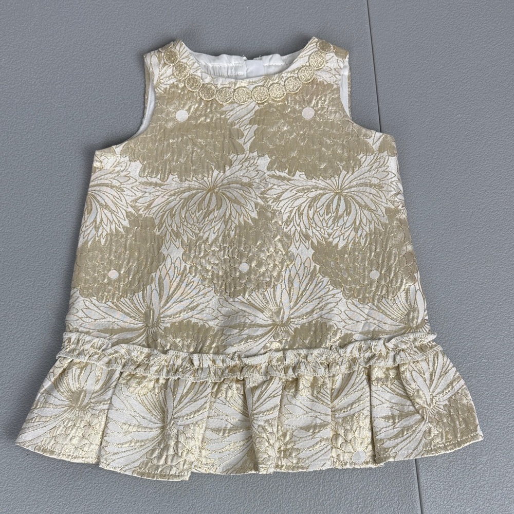 Lilly Pulitzer Baby Halden Dress Ruby Red Gold Metallic Bloom. Size 12-18 months